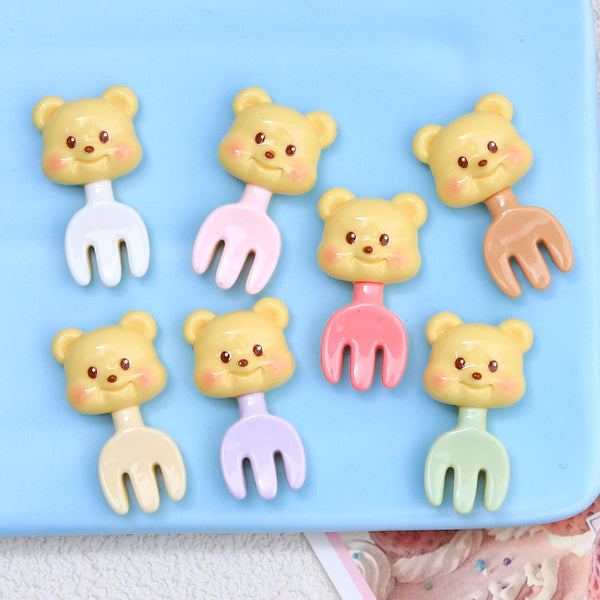 20PCS Cute bear fork charms