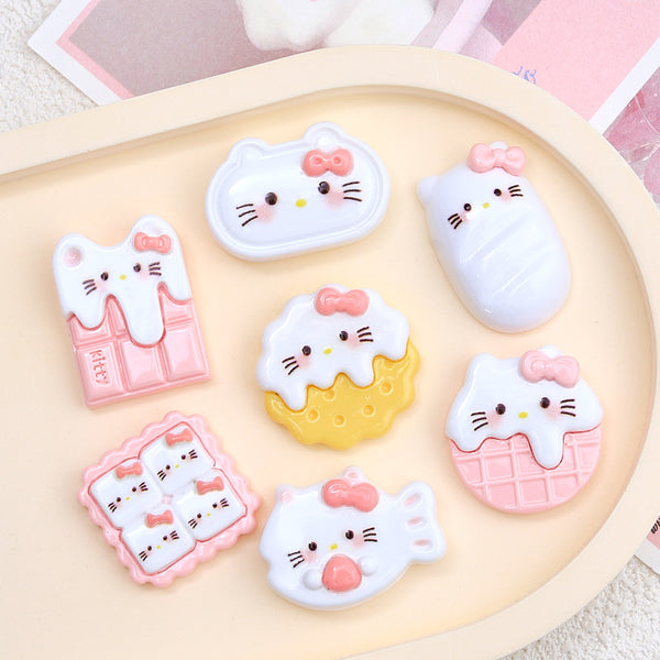 20PCS Pink & white cat charms