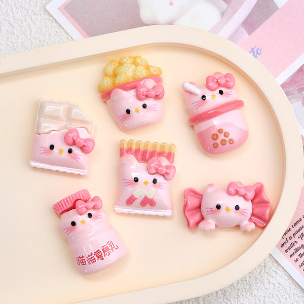 20PCS Pink snack cat charms