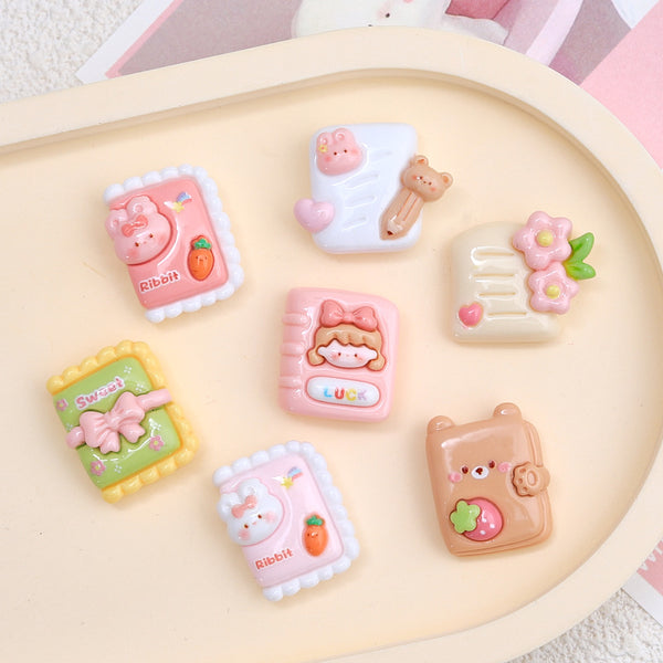 20PCS Cute bunny book charms