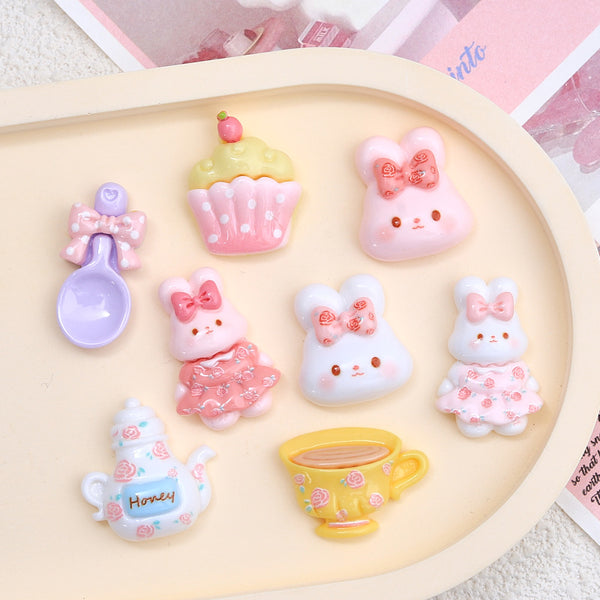 20PCS Rabbit afternoon tea charms