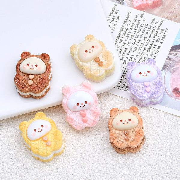 20PCS Little bear wafer biscuit charms