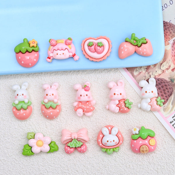 20PCS Bunny Strawberry Land charms