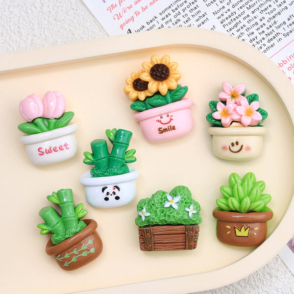 20PCS Cute panda flower pot charms