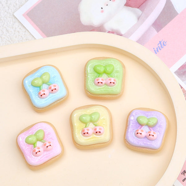 20PCS Cherry toast food play charms