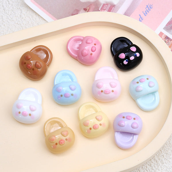 20PCS Cute piggy slippers charms