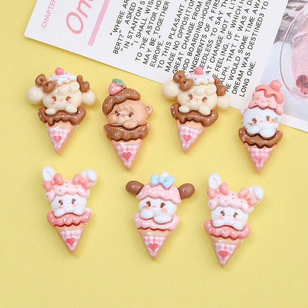 20PCS Animal ice cream cone charms