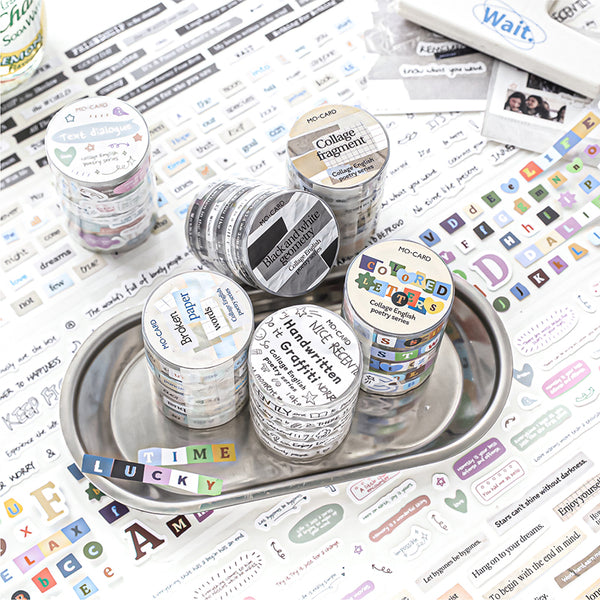 Collage English poem series coated paper Die Cutting tape