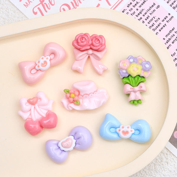 20PCS Sweet flower bow tie charms