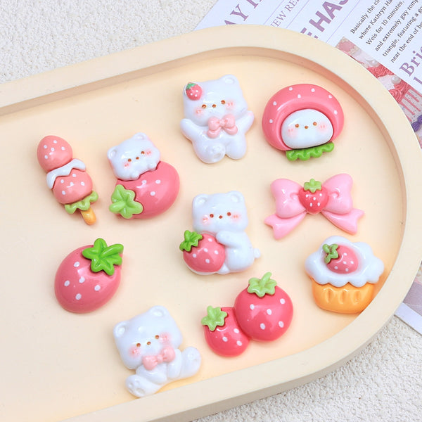 20PCS Cute strawberry animal charms