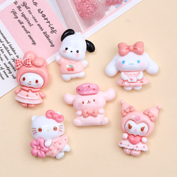 20PCS Little pink skirts animals charms