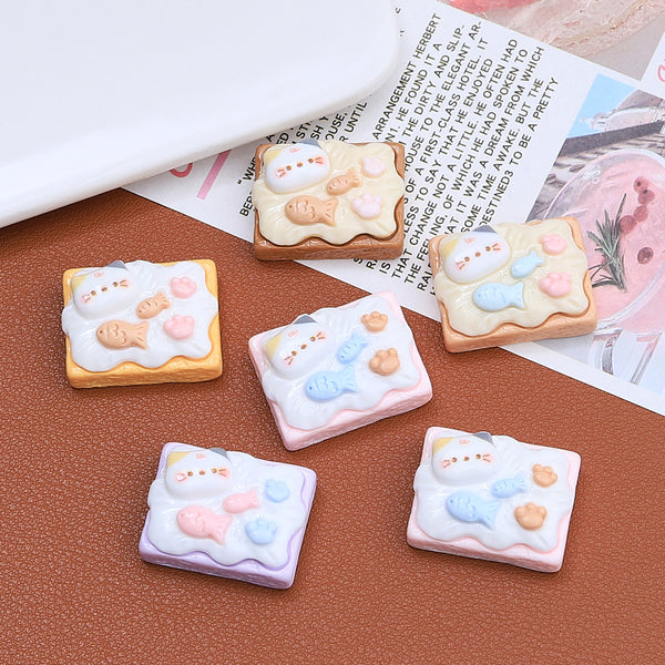 20PCS Kitty cream toast charms