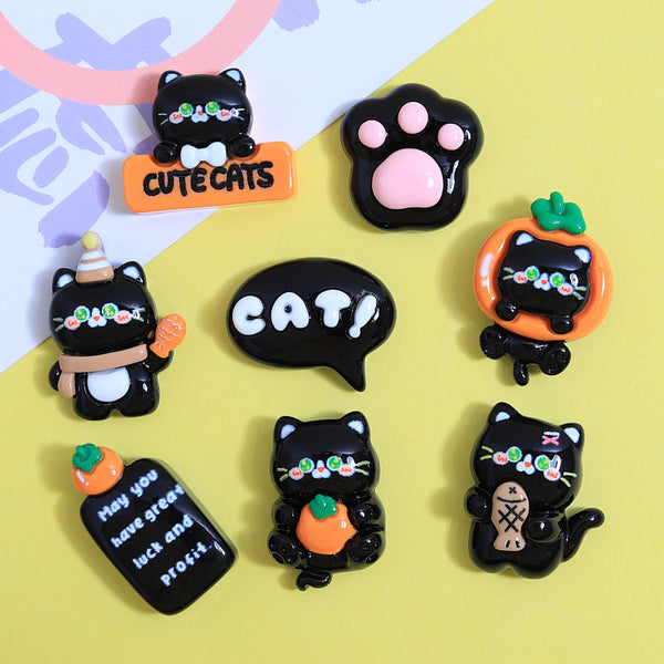 20PCS Cute little black cat charms