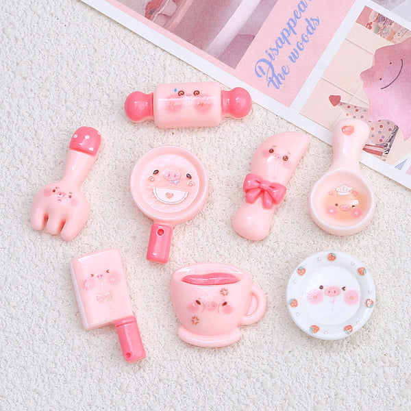 20PCS Cute pig kitchenware charms