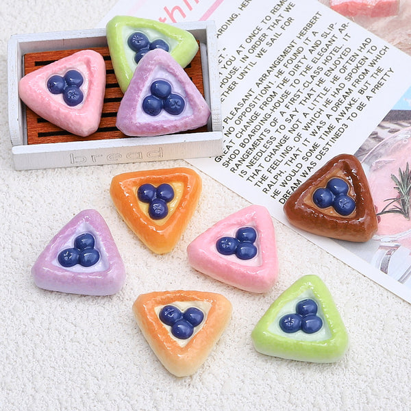 20PCS Blueberry triangle egg tart charms