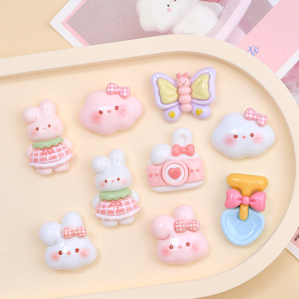 20PCS Cute pink white bunny charms