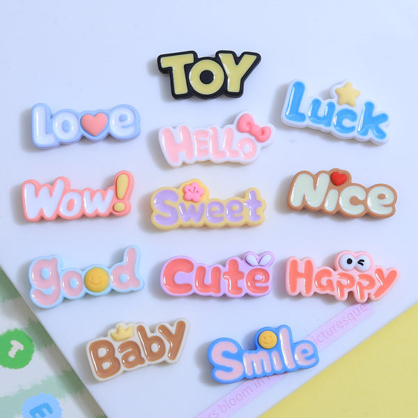 20PCS Color English nameplate charms